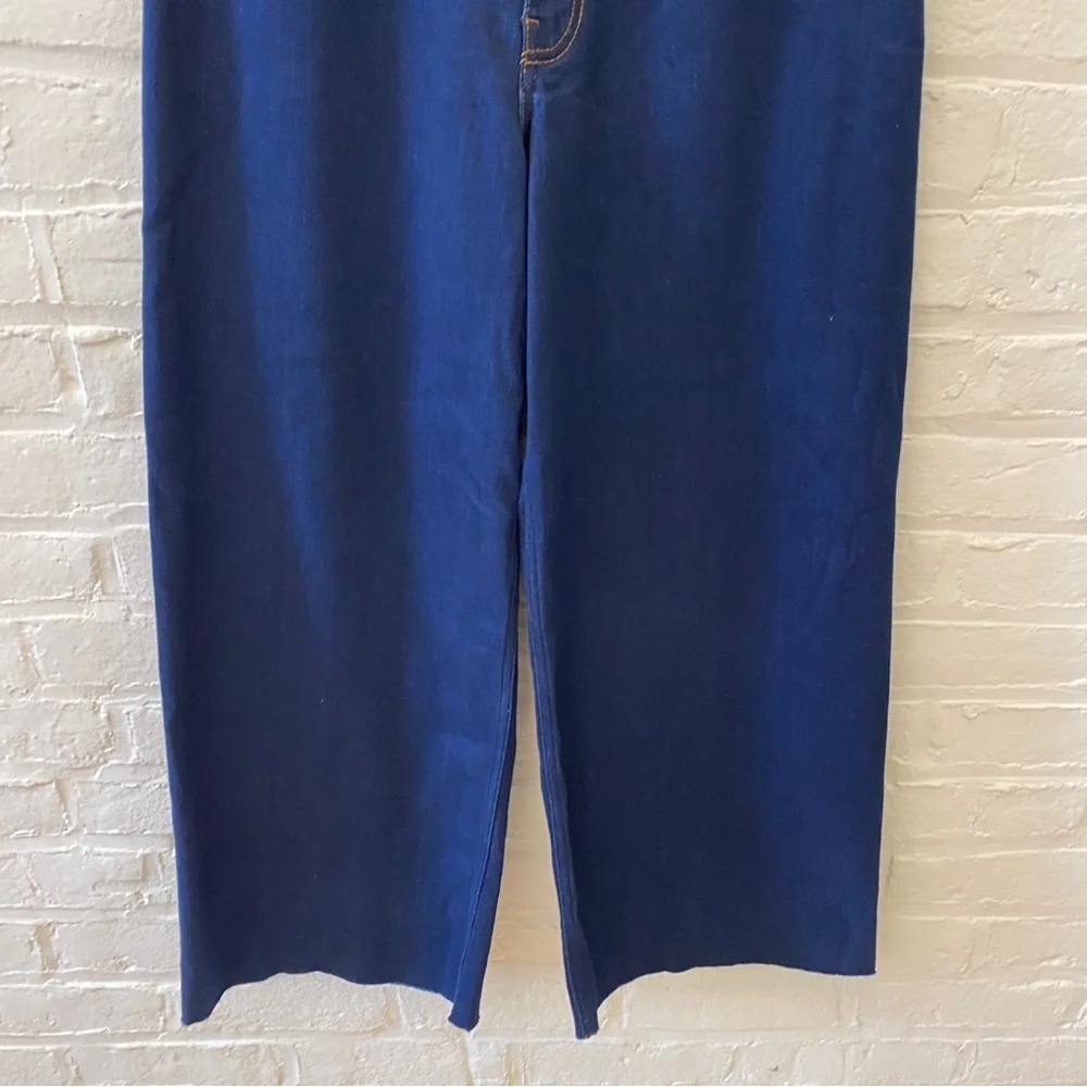 Anthropologie || High Rise‎ Wide Leg Raw Hem Trouser Jeans Dark Wash Blue 31